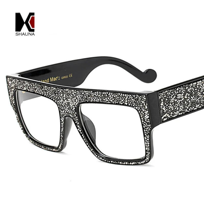 Женские и мужские большие квадратные очки SHAUNA солнцезащитные с декоративными