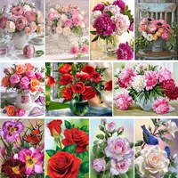 5d diy diamond painting flowers vase cross stitch kit full drill square embroidery mosaic rose art picture gift home decoration
