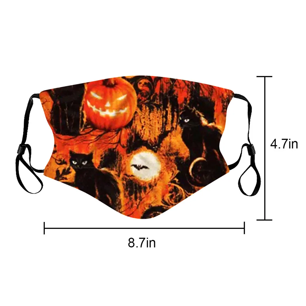 

5PC Halloween Print Washable Reusable Masks For Men Women Face Masks Breathable Adjustable Ear Loops masque pour les femmes