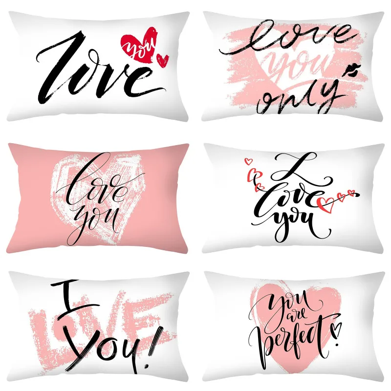 

Letter Love Heart Shape Decorative Pillow Cases White Pink Throw Pillows for Living Room Home Sofa Decor Pillow Covers 30x50cm