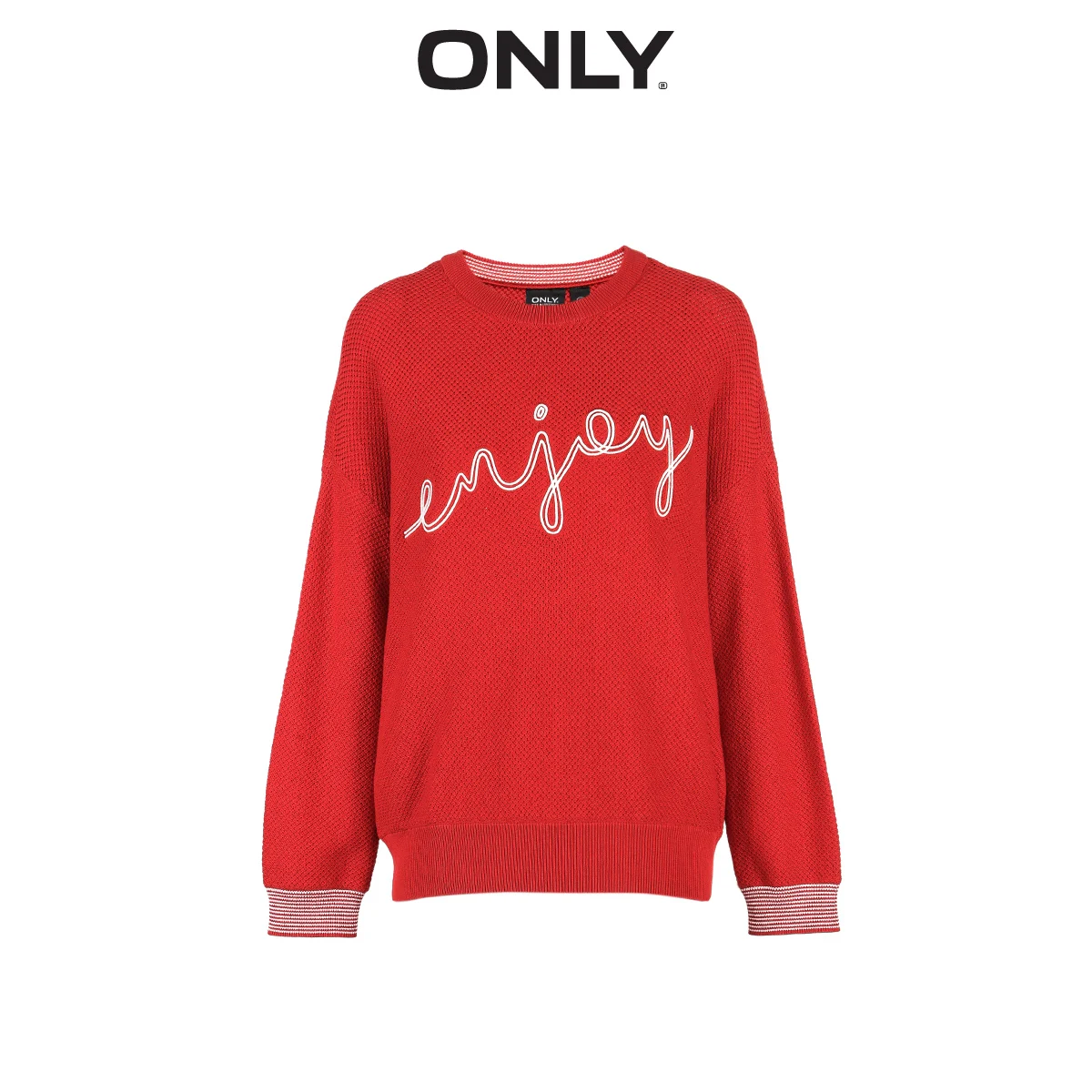 Только женский свободный короткий вязаный свитер с буквенным принтом | 119124515