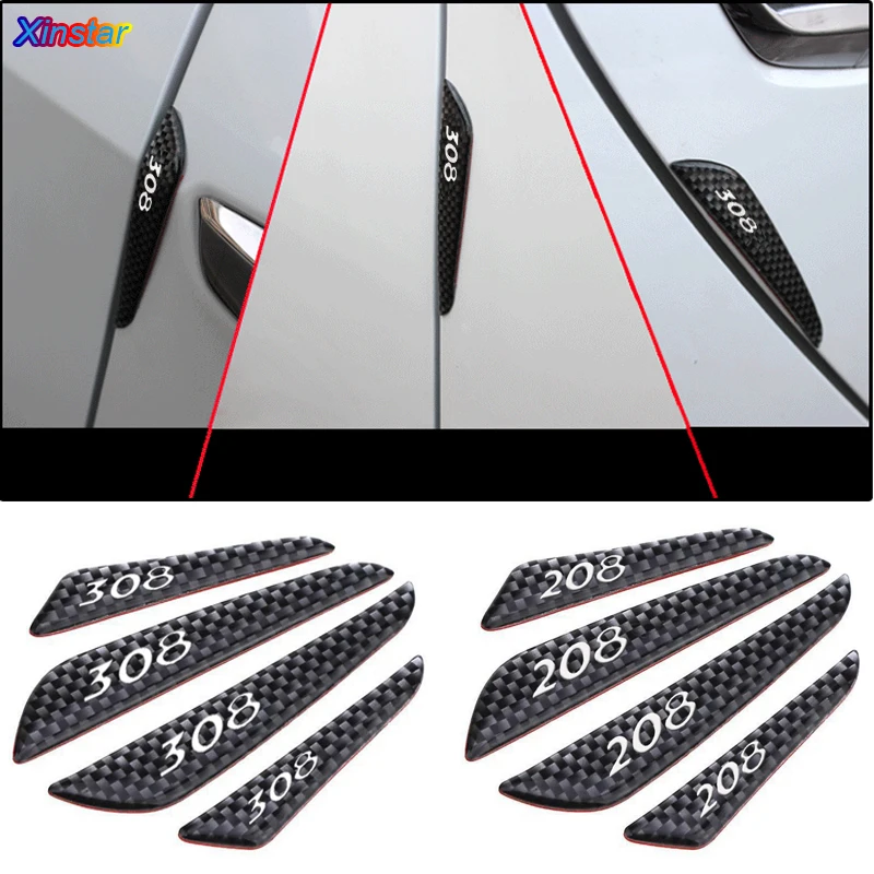 

4pcs Carbon fiber Car Door Stickers for Peugeot 208 308 Car Accessories