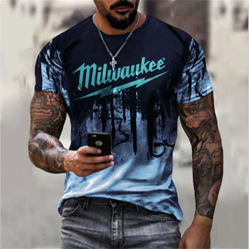 Casual fashion street hip-hop short sleeve high end design personality unique handsome small car print T-shirt round neck pullov | Мужская