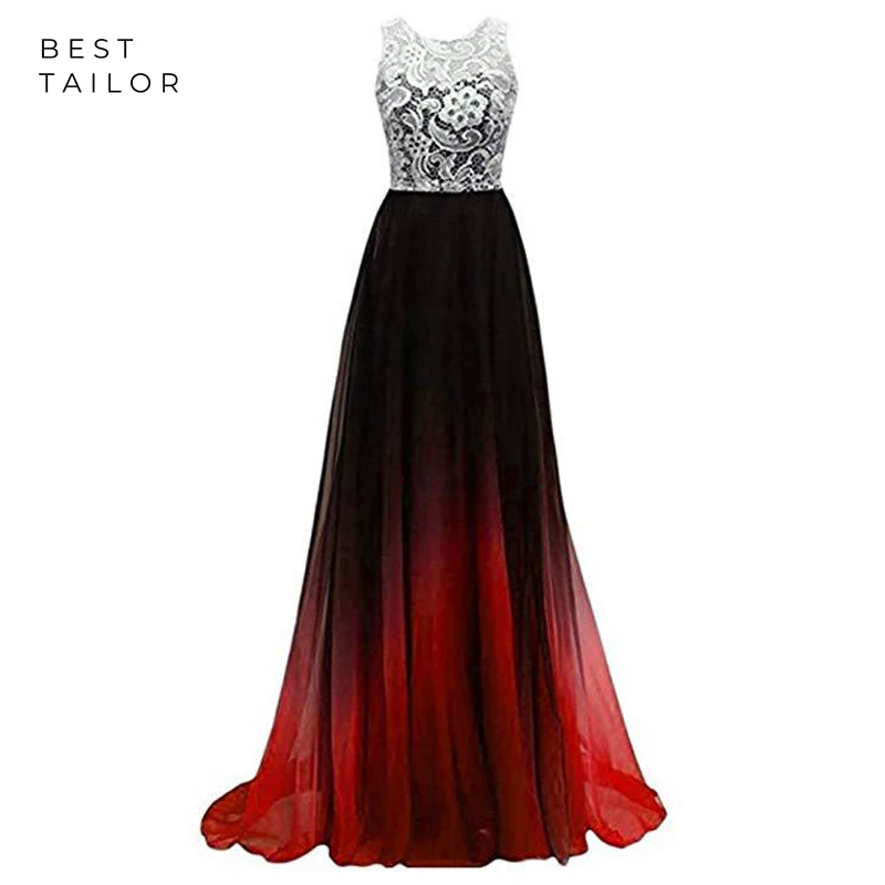 Градиентные платья для выпускного вечера кружевные шифоновые с глубоким