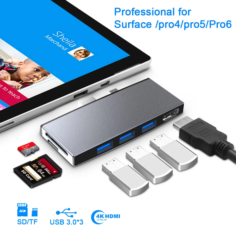 

USB 3.0 HUB Hub for Microsoft Surface Pro Expansion Dock 4K HDMI Adapter