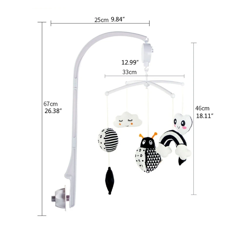 

1 set Baby Bed Moon&Star Haning Supplies Plush Decoration with Bell Inside Interactive Toy Infant Gift for Baby Brain Train