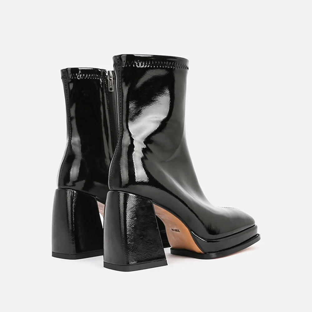 

Женские ботильоны из лакированной кожи, на квадратном каблуке