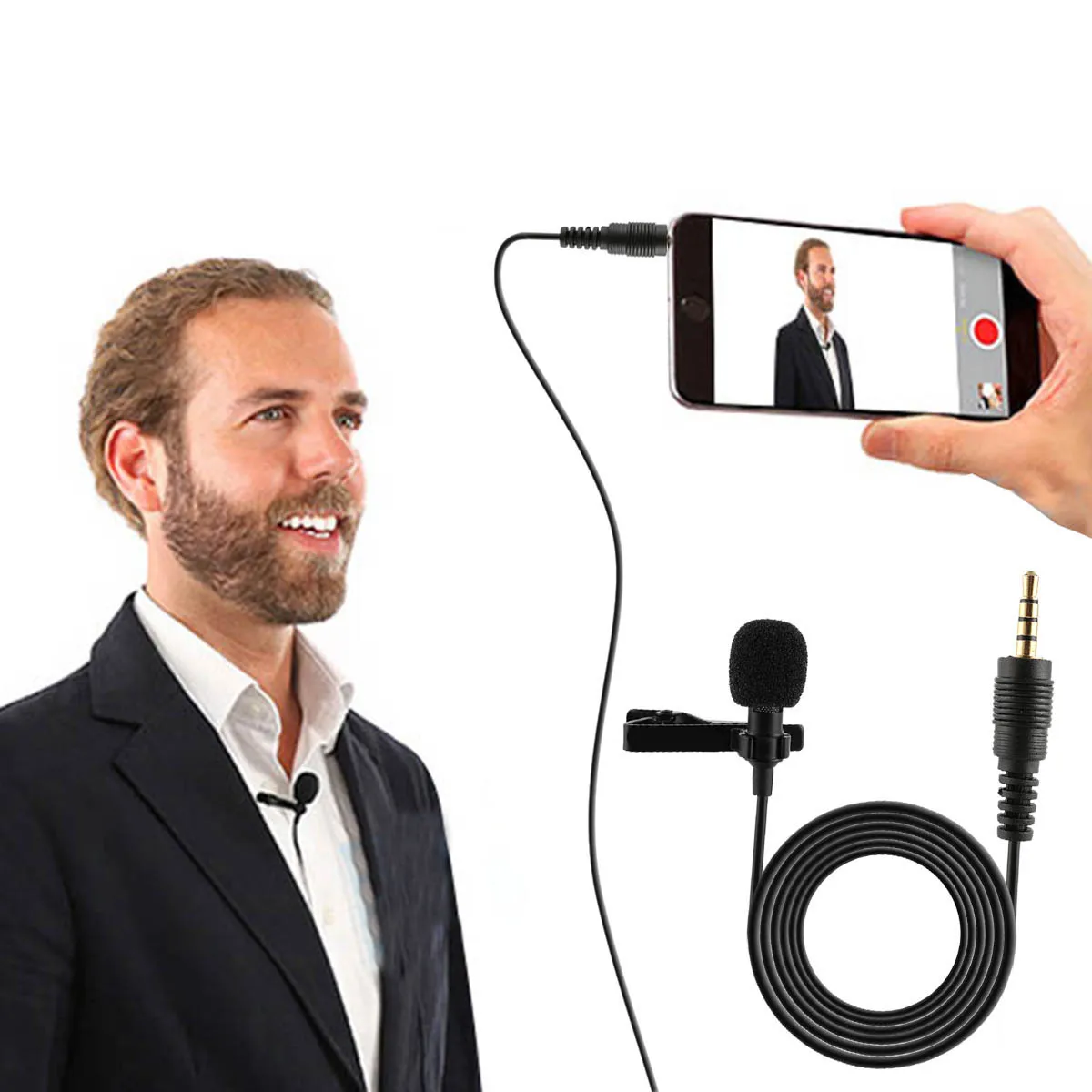 

Professional Microphone for Phone Portable Mini Stereo HiFi Sound Quality Condenser Microphones Clip Lapel Microphone