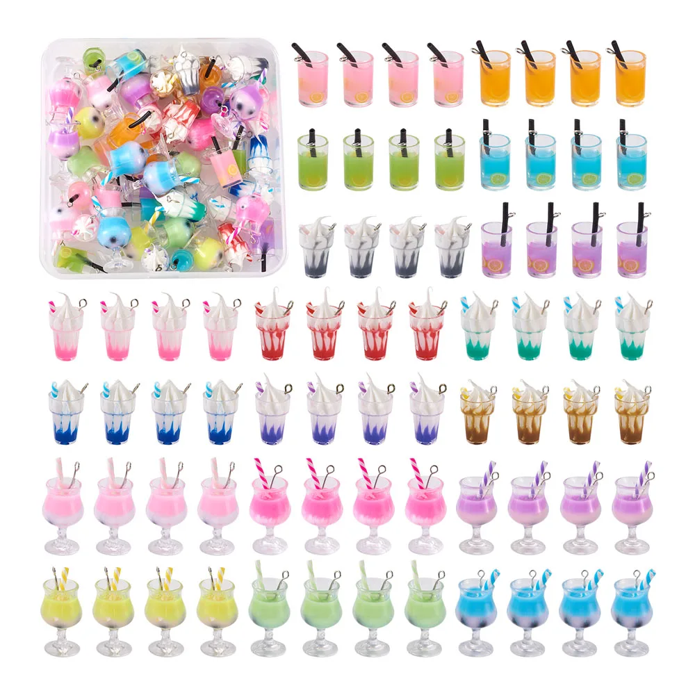 

1Set Mini Colorful Goblet Resin Plastic Ice Cream Bubble Tea Dangle Charms Imitation Juice Glass Hang Ornament Pendants Crafts