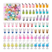 1set mini colorful goblet resin plastic ice cream bubble tea dangle charms imitation juice glass hang ornament pendants crafts