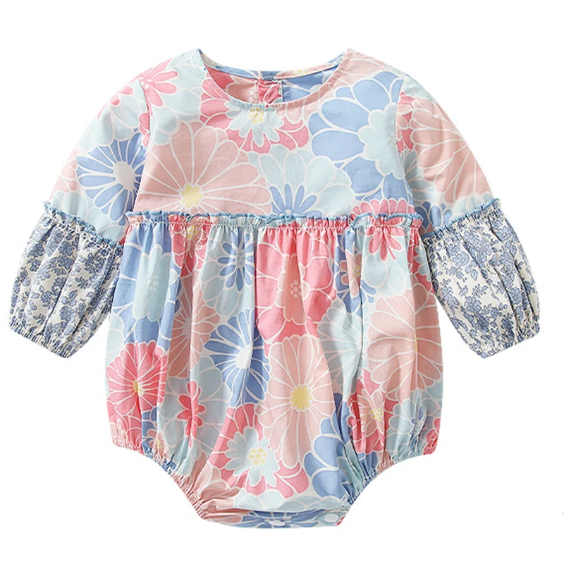 

Spring Autumn Baby Girls Clothes Printed Stitching Cotton Long Sleeve Baby Girl Bodysuits Newborn Baby Girl Jumpsuit