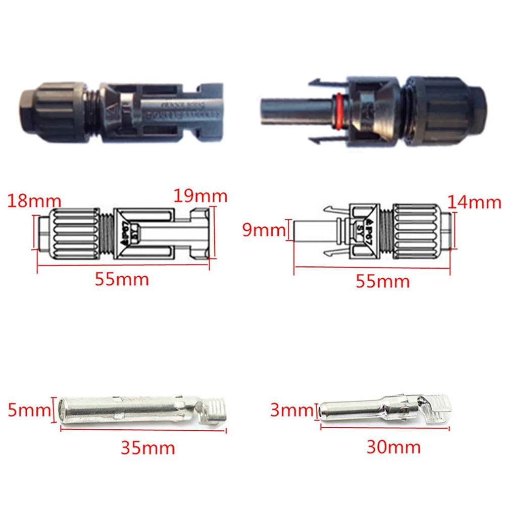 

5 Pairs of Male / Female Solar Panel Cable Connectors Waterproof Seal Ring Connector
