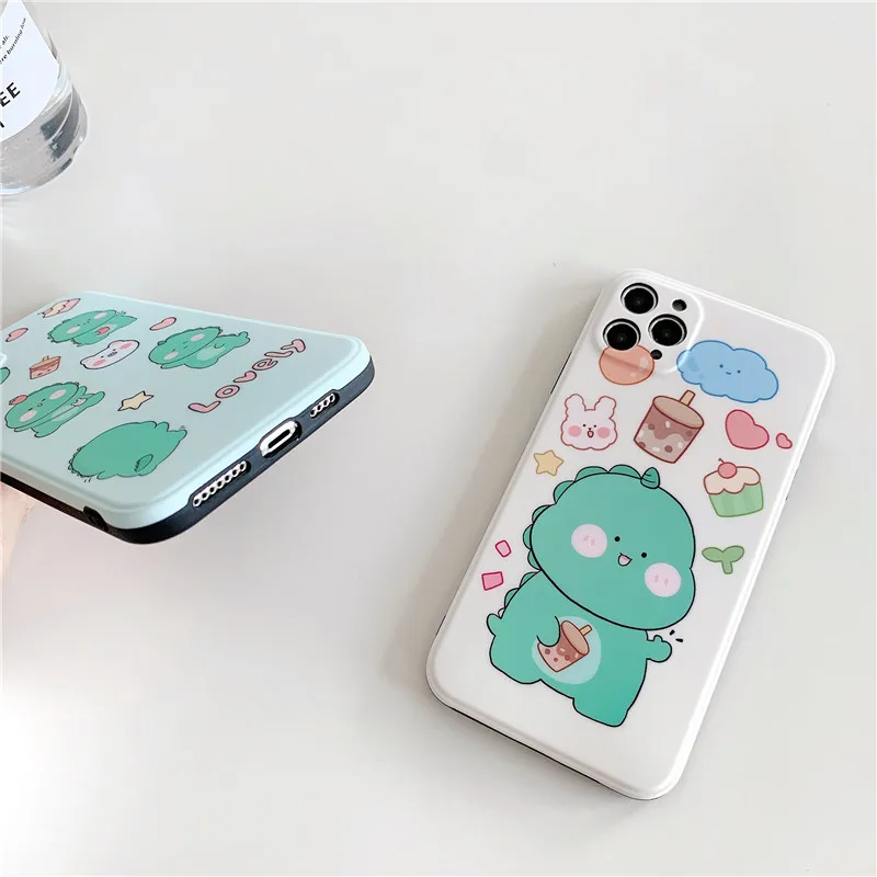 Cute Cartoon Dinosaur Phone Case For iPhone 11 Pro SE 2 Full Protection Soft Silicone Covers Capa X XR XS Max | Мобильные телефоны