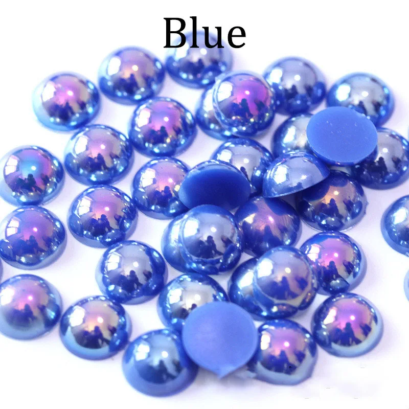 Blue ABS имитация жемчуга бисер плоская задняя сторона 2 3 4 5 6 8 10 12 14 мм AB цвета Кабошон полукруглый бисер Украшение для альбома DIY аксессуары - Цвет: Blue