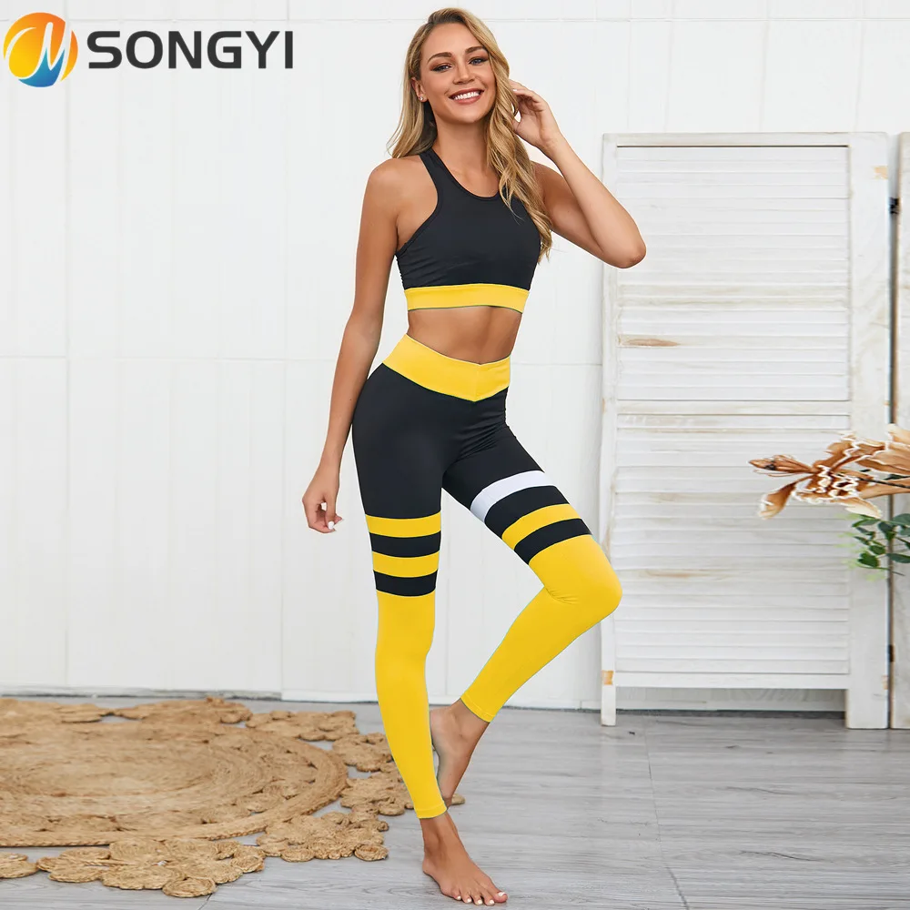 

SONGYI 2pcs Tights Yoga Suit Pants Women Seamless High Waist Leggings Breathable Gym Fitness Push Up Clothing Girl Yoga Set S158