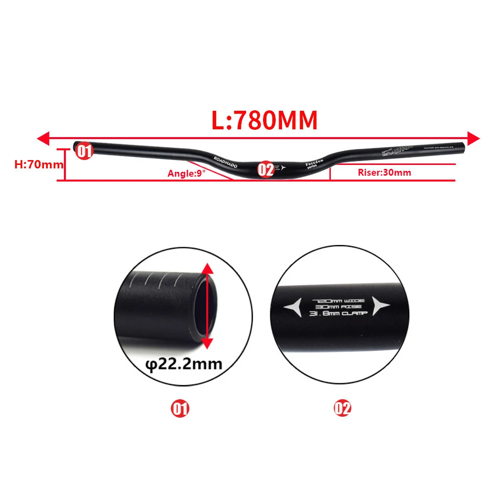 Руль и стержень для горного велосипеда ROADNADO из алюминиевого сплава 780 мм 31 8
