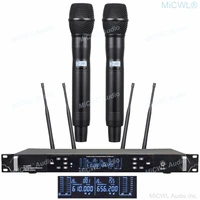 act 700 dual channel professional stage performance wireless microphone system uhf true diversity with two metal handheld mic