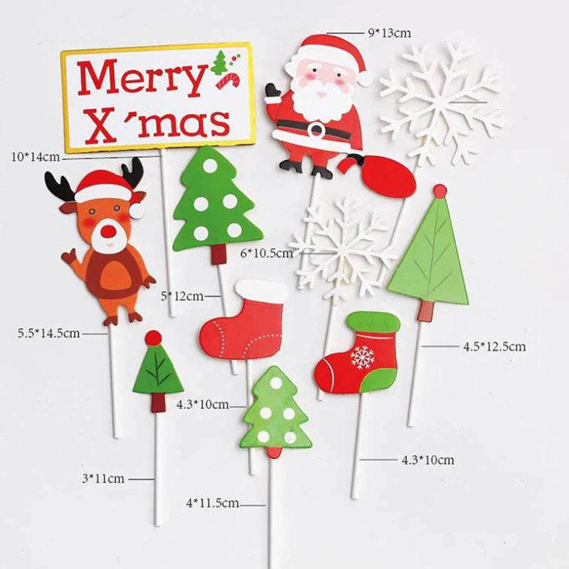

1Set Merry Christmas Letter Cake Topper Santa Claus Snowman Cake Decoration Home