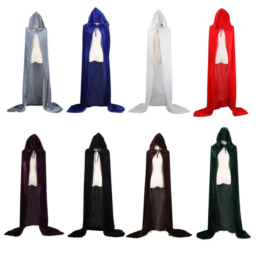 

New Gothic Loose Halloween Velvet Cloak Cape Hooded Medieval Costume Witch Wicca Vampire Women Men Vampires Grim Reaper Party