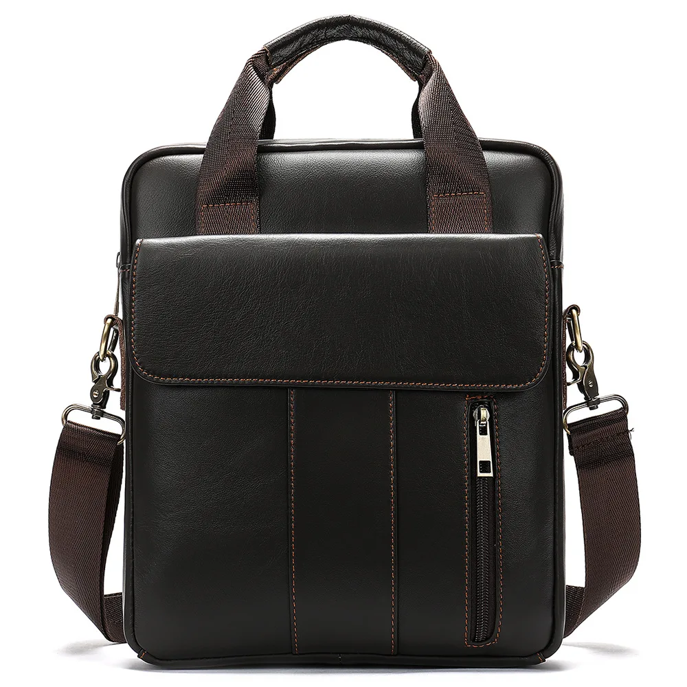 Men's Cowhide Vintage Business Briefcase Genuine Leather Vertical Handbag Male Luxury Shoulder Tote Bag Crossbody Bag Mens 2021