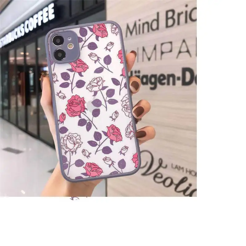 

Beautiful Flower Phone Cases matte transparent For iphone 7 8 11 12 plus mini x xs xr pro max cover