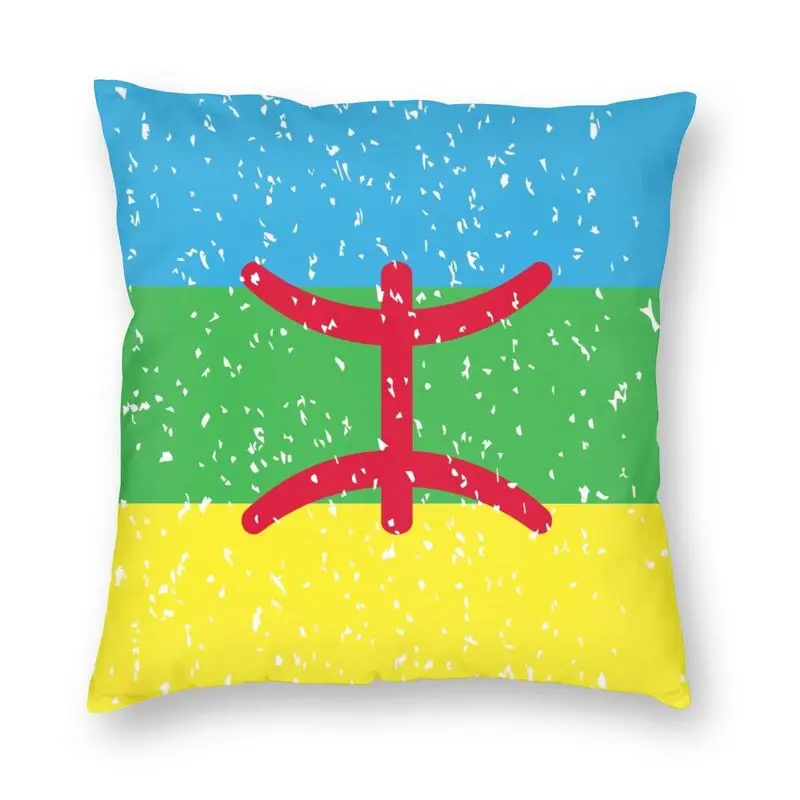 

Cool Amazigh Flag Square Pillow Cover Decoration 3D Two Side Printing Morocco Amazir Imazighen Cushion Cover For Living Room