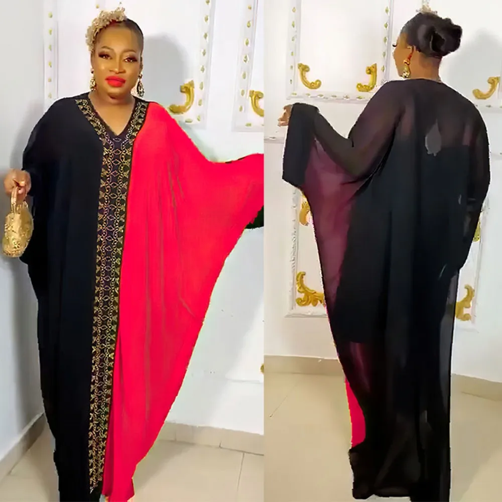 

Платья в африканском стиле для женщин, весна-лето 2022, длинное платье макси в африканском стиле с длинным рукавом и V-образным вырезом из поли...