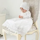 Платье для девочек, однотонное белое, с вышивкой и шляпкой