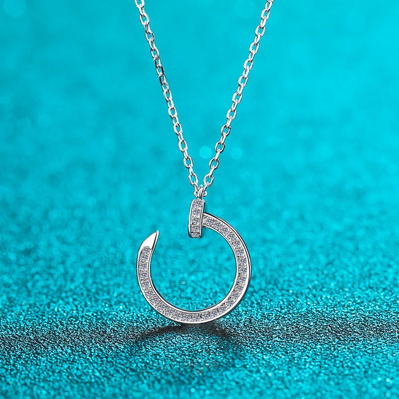

0.19ct Moissanite Pendant D Color Gemstone Full Diamond S925 Sterling Silver Necklace for Women Classic White Gold Free Chain