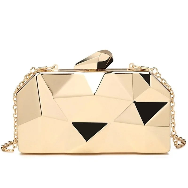 

Tamara Gold Acrylic Box Geometry Clutch Evening Bag Elegent Chain Women Handbag For Party Shoulder Bag For Wedding/Dating/Party