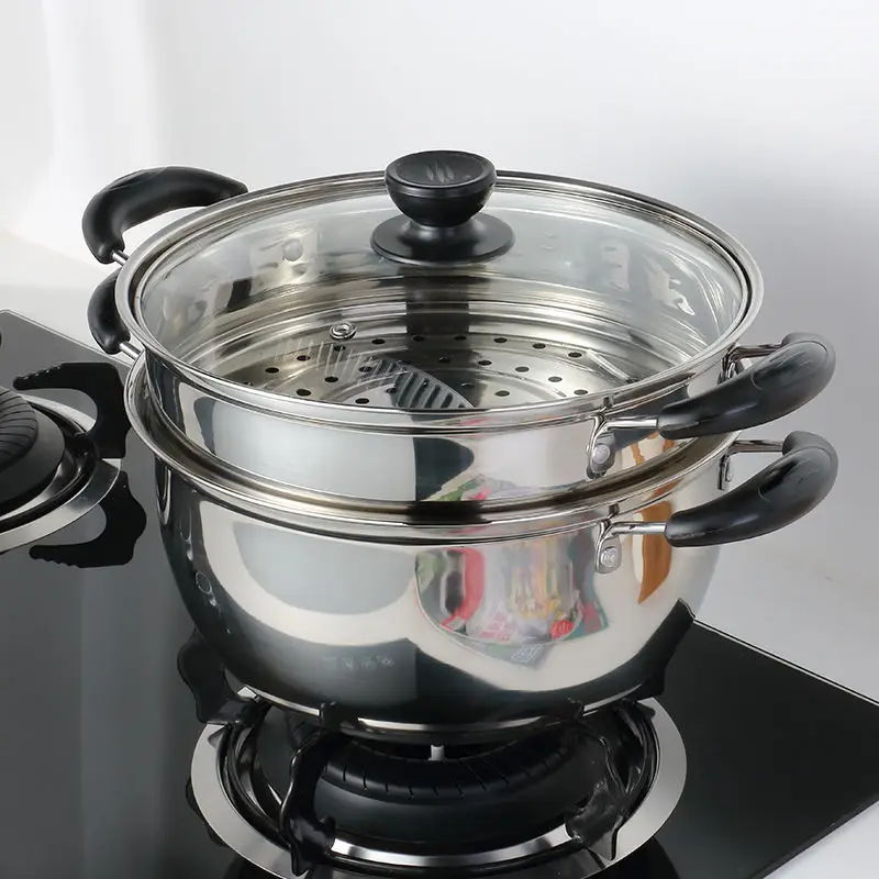 

Thickened Stainless Steel Steamer Porridge Soup Steamed Bun Cooker Induction Cooker Gas Stove General Hot Pot