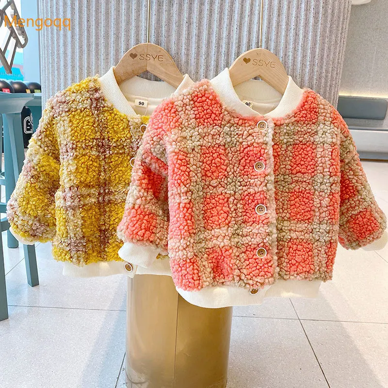 

Toddler Kids Baby Princess Winter Autumn Full Sleeve Single-breasted Top Outwear Children Fashion WARM Plaid Jacket Coat 2-7Y