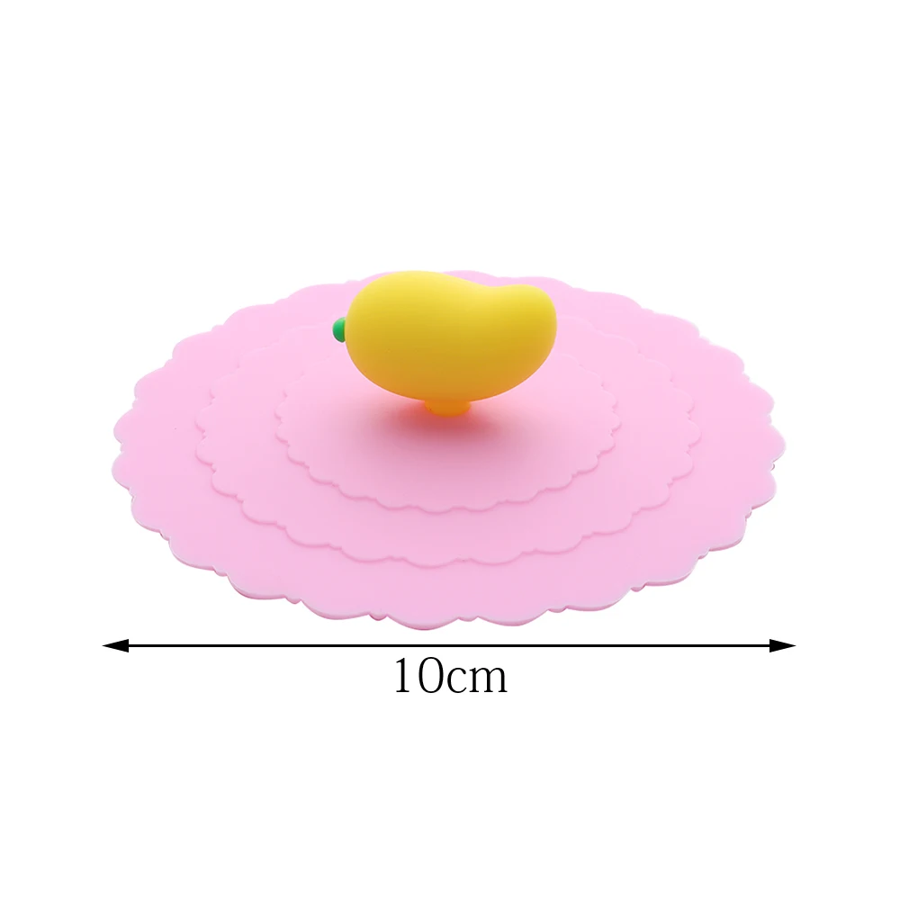 Cute Cartoon Fruit Plant Animal Silicone Cup Cover 10cm Reusable Soft Silica Gel Drink Water Tea Coffee Lids Dustproof Leakproof images - 6