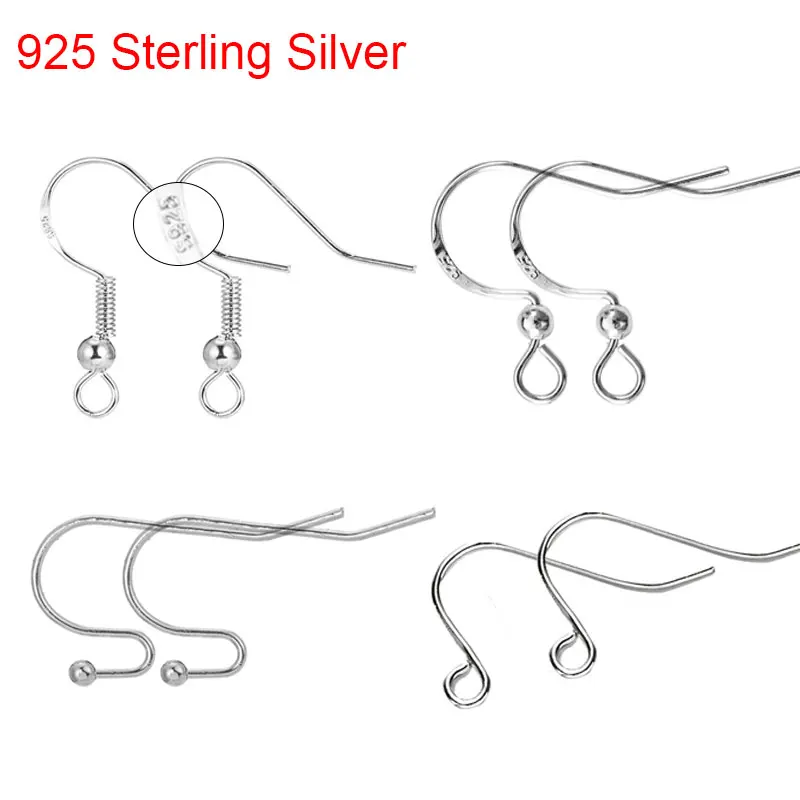 

50pcs 925 Sterling Silver Plated Hypoallergenic Earrings Hook Anti Allergy Earring Clasps Making For Diy Jewelry Findings
