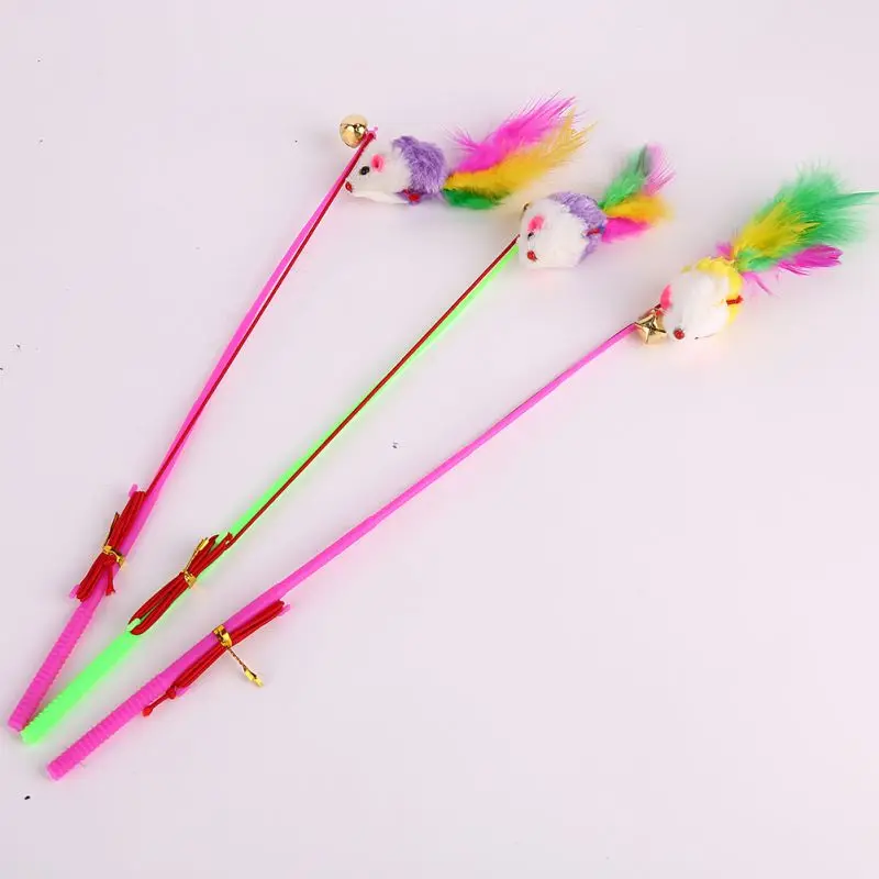 

3pcs/lot Pet Cat Teaser Cat Kitten Toys Set Natural Toy With Feather Funny Mice And Sturdy Plastic Feather Home Rods Toys Supply