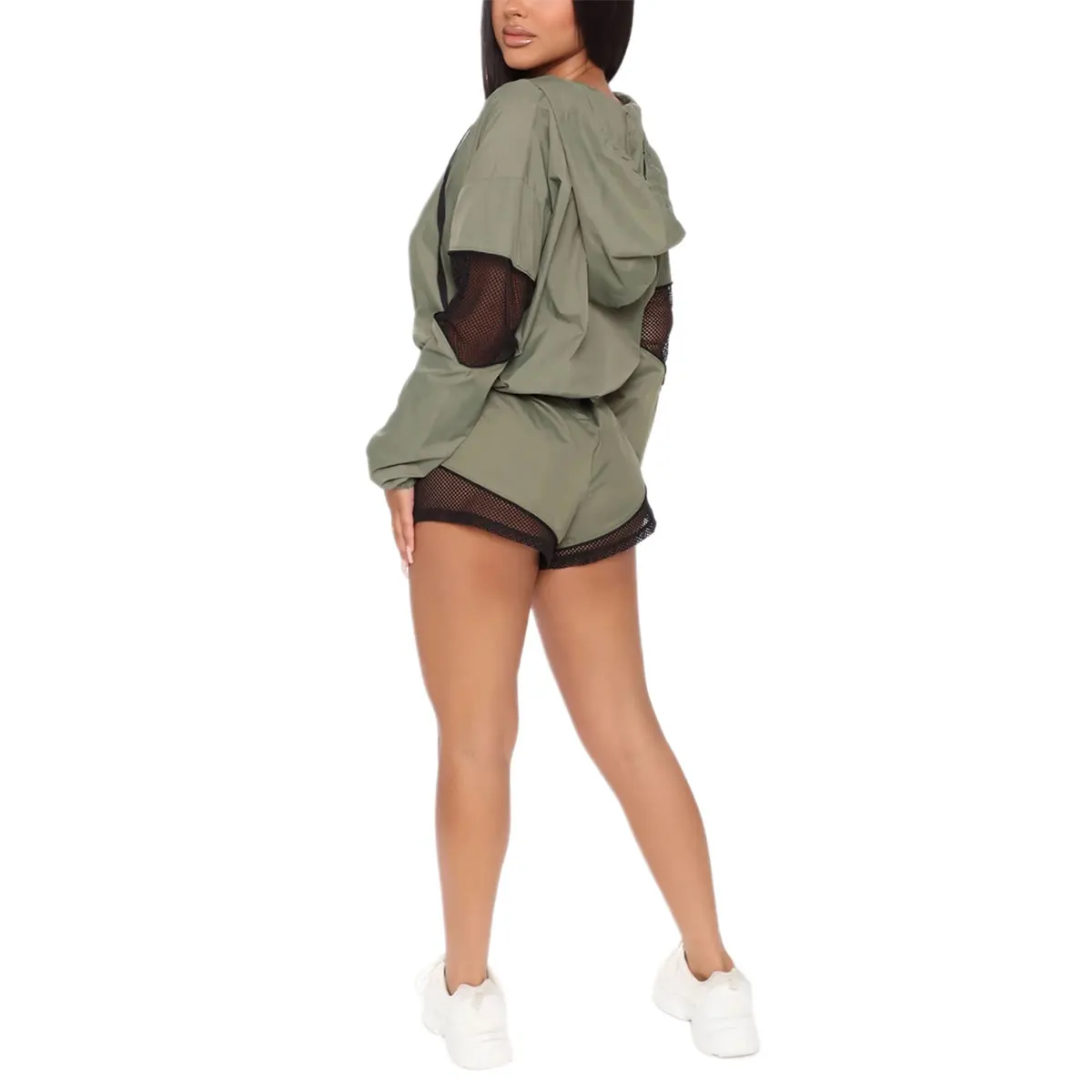 3 Pieces Women's Sports Suit Set U-Neck Vest + Long Sleeve Hooded Coat Jacket Shorts Tracksuit for Spring Summer Autumn S-3XL |