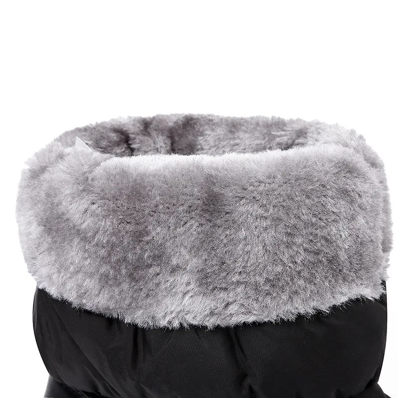 2018 женские зимние сапоги на пуху модные повседневные до колена высоком каблуке