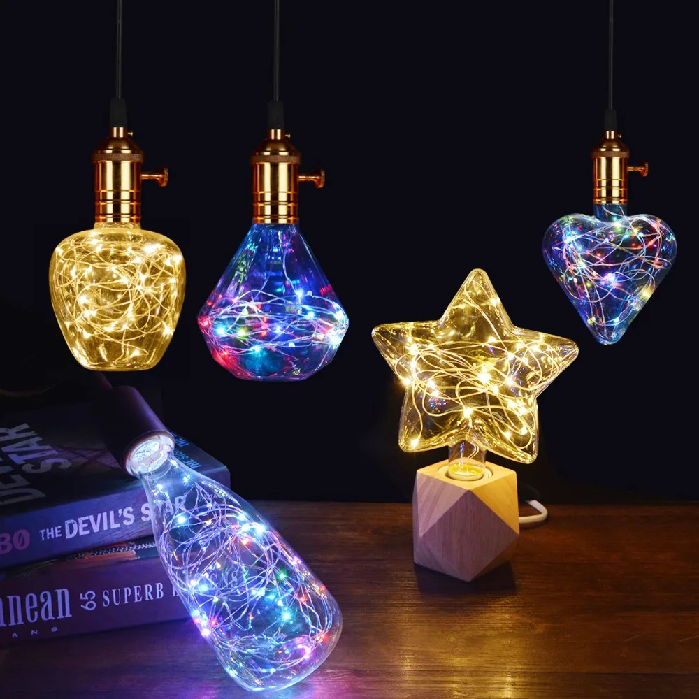 

Creative Edison Light Bulb Vintage Decoration LED Filament lamp Copper Wire String E27 110V 220V vintage home decor light bulb