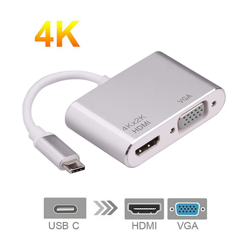 Адаптер USB 3 1 Type C к 4K HDMI VGA кабель конвертер для Macbook Google Chromebook Pixel Samsung Note 9 S8 S9 Lumia