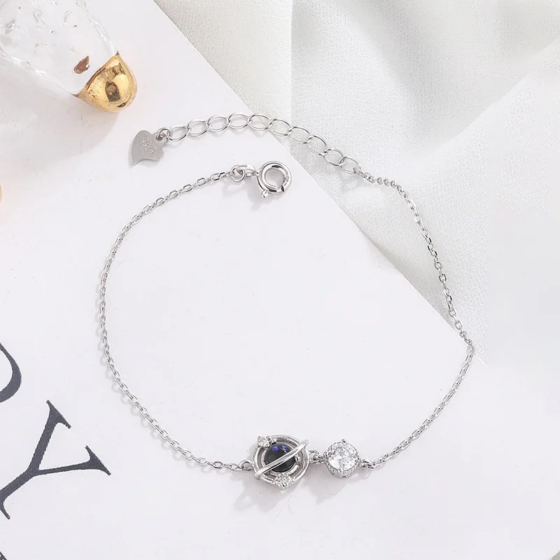 

S925 Sterling Silver Universe Star Bracelet Small Fresh Girl Aurora Fashion Blue Net Red Accessories