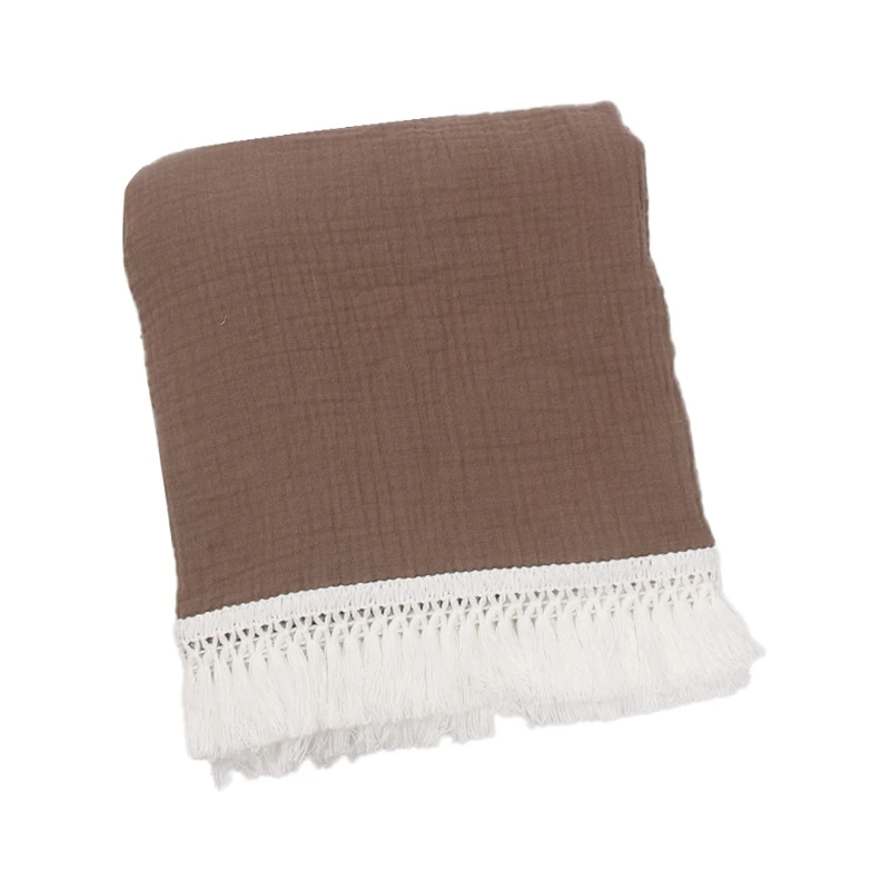 

2021 New Baby Tassel Swaddle Wrap Pure Cotton Muslin Receiving Blanket Newborn Infant Photography Props Shower Gifts