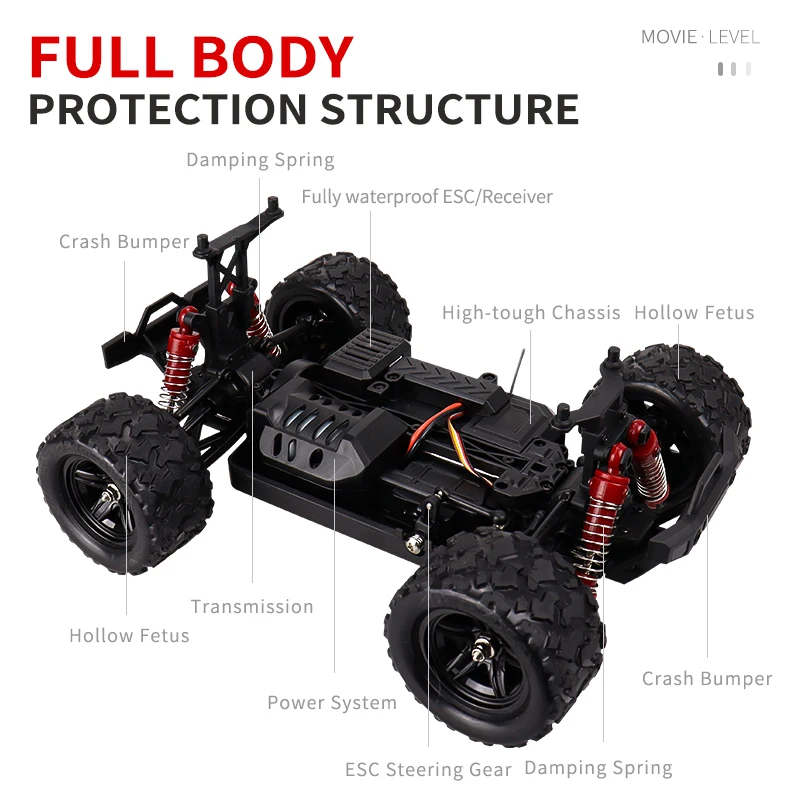 

1: 18 Full Scale Off-road High Speed Drift Remote Control Vehicle 2.4G 4WD Climbing Bigfoot Toy Model Car