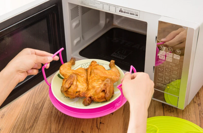 4 In 1 Microwave Plastic Stand Multifunctional Stacker Rack Kitchen Plate Shelf Mini Desk Heating Food Tray Cookware Inserts | Дом и сад