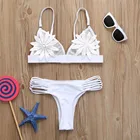Женский купальный костюм # Z45, комплект бикини с пуш-ап, белый купальный костюм, пляжная одежда, бюстгальтер с цветочным принтом и мягкими чашками