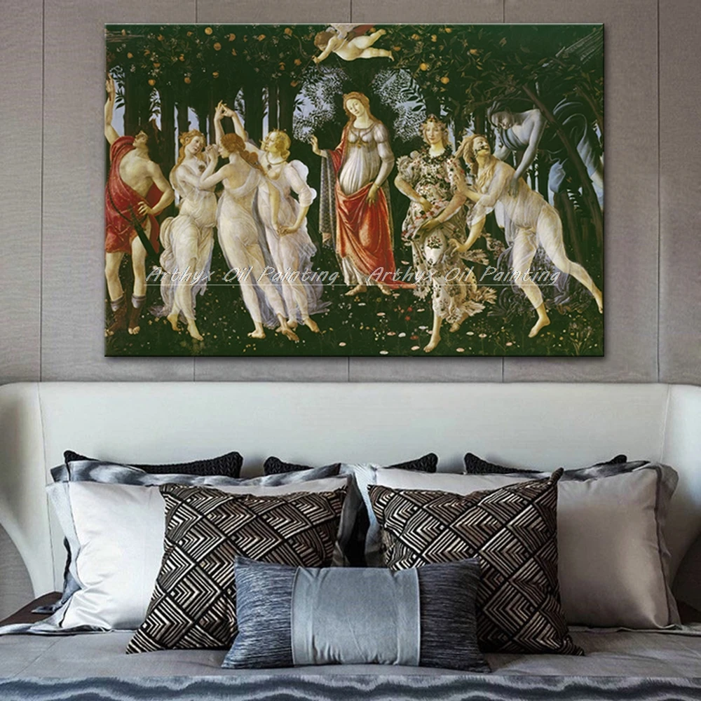 Arthyx Wall Art Poster Cotton Printed Famous Oil Paintings On Canvas Copy Of Botticelli's Primavera Pictures For Room Home Decor | Дом и