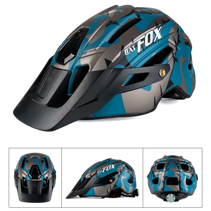 

KINGBIKE/BAT FOX MTB Road Bike Helmet Lightweight Breathable Mountain Cycling Outdoor Bicycle Safety Cap Rear Warning Lights