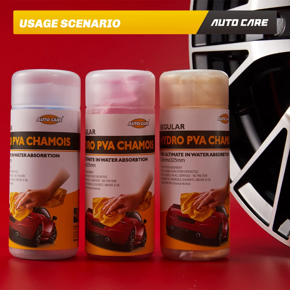 Автоуход 4-Pack Волшебная синтетическая оленья кожа PVA замша Чистка автомобиля Cham Полотенце Моющаяся Ткань Губка Plas замша с чехол для хранения