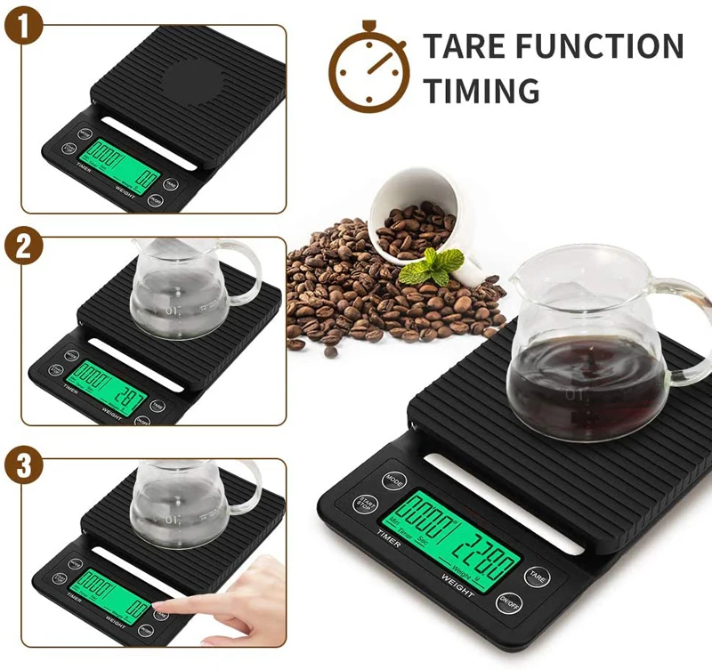 Household Drip Coffee Scale with Timer 0.1g High Precision Electronic Scales Digital Kitchen food LCD Weight Balance | Дом и сад