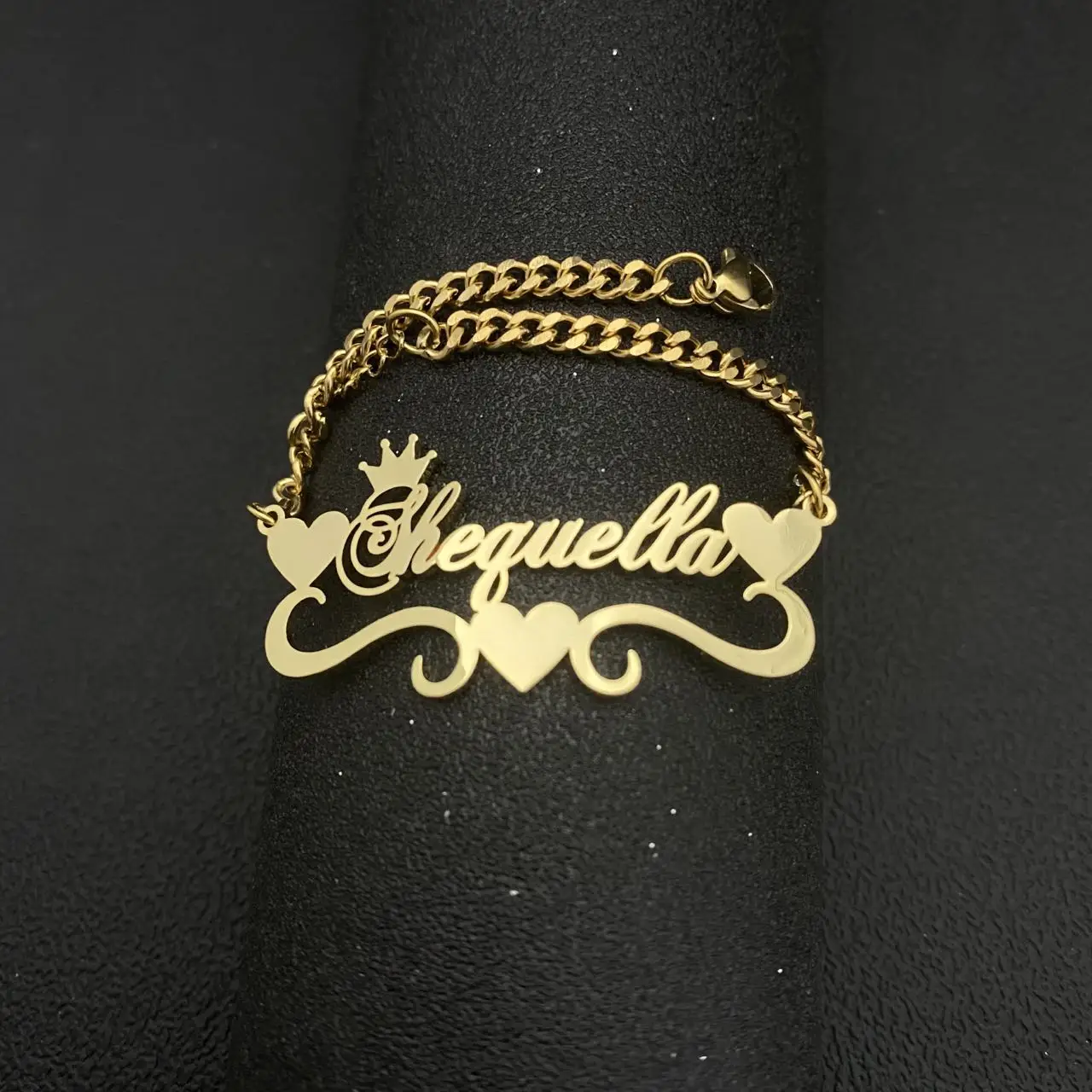 Браслет-цепочка из нержавеющей стали с короной и сердцем | Украшения аксессуары