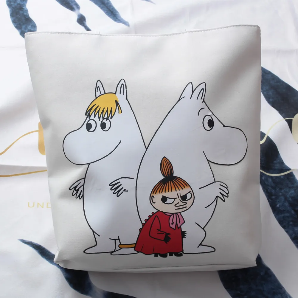 Moomin Muumi Новая модная сумка мультяшная белая тканевая сумка легкая Милая печать 41 см* 30 см* 10 см Холщовая Сумка Сумочка muumi ручная сумка